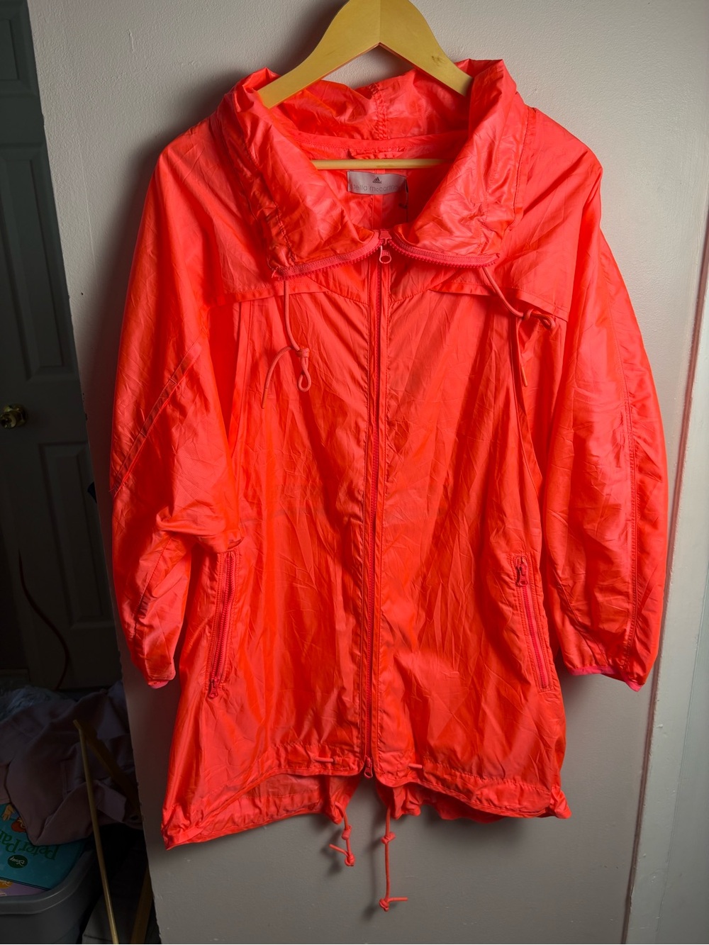 Adidas X Stella McCartney NWT Women's Neon Coral Running Windbreaker Parka Small